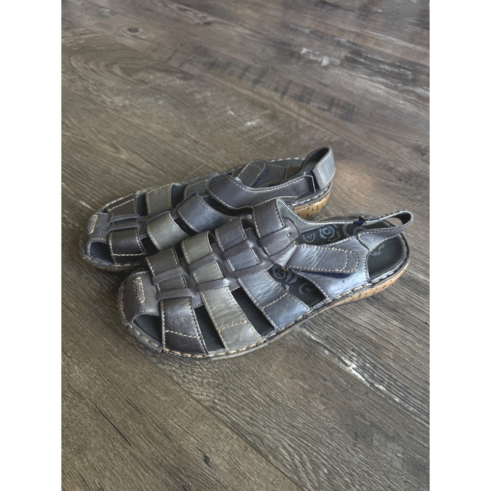 Propét Jubilee Womens 7 X Wide (2E) Gray Leather Fisherman Caged Sandals Shoe - Picture 3 of 9